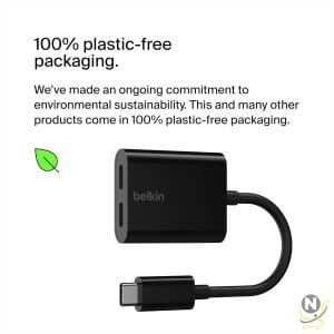 Belkin RockStar™ USB-C Audio + Charge Adapter,  Headphone Adapter w/ USB-C 60W Power Delivery Fast Charging for iPhone 15,  iPad Pro,  Galaxy,  Note,  Google Pixel,  LG,  Sony,  OnePlus,  and More - Black