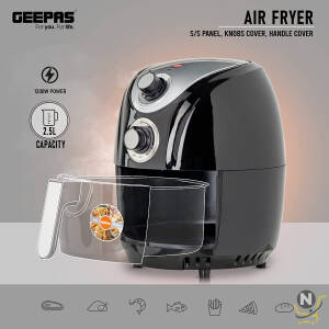 Geepas 2.5L Capacity Air fryer |1300W Air Fryer With Rapid Air Circulation System|Black"Min-1 year manufacturer