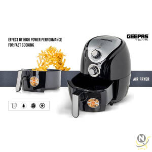 Geepas 2.5L Capacity Air fryer |1300W Air Fryer With Rapid Air Circulation System|Black"Min-1 year manufacturer