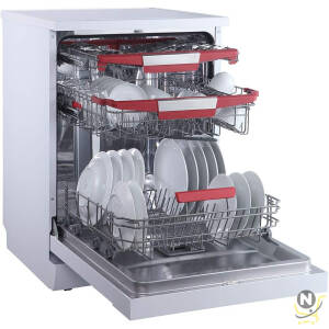 evvoli Free Standing Dishwasher 7 programs 15 place setting, 3 Rack Levels, High Energy Efficiency, Quiet, Silver Color