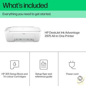 HP DeskJet Ink Advantage 2875 Wireless Print,  Copy,  Scan,  All-in-One Printer - White [60K47C]