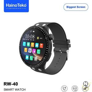 Haino Teko Germany RW40 Full Screen 53mm Biggest Round Display Smart Watch With Wireless Charger Designed for Men's and Boys Black