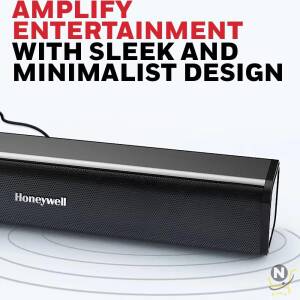 Honeywell Moxie V500 10W Portable USB Wired Soundbar,  Speaker for PC,  Desktop and Laptop with Volume Control and 3.5 mm AUX,  2.0 Channel,  52mmX2 Drivers,  Plug &Play,  2 Years Warranty,  Gloss Finish