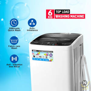 Geepas Fully Automatic Top Loaded Washing Machine 6kg - Auto-Imbalance, Gentle Fabric Care, Turbo Wash, Anti Vibration & Noise,