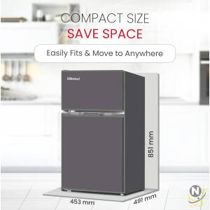 Nobel 120 L Gross / 95 L Net, Double Door Refrigerator, Defrost, R600a Refrigerant, 3 Star Esma, Temperature Control, Inside