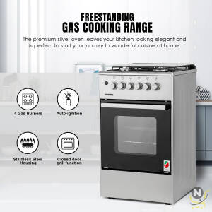 GEEPAS Portable Cooking Range GCR5555-4 Gas Burner Range top Rapid Convection Single Oven| 1 Year Manufacturer Warranty|(Not