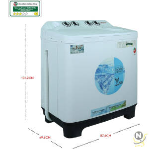 Nobel 6.0KG Wash /4.5KG Spin Capacity Twin Tub Washing Machine, 400W Wash Power, Air Drying, IPX4 Waterproof Grade, Transparent