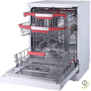 evvoli Free Standing Dishwasher 7 programs 14 place setting, 3 Rack Levels, High Energy Efficiency, Quiet, Silver Color