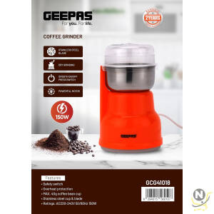 Geepas 150W Electric Coffee Grinder - Stainless Steel Blade |Stainless Steel Cup for Grinding, GCG41018 verheat Protection |