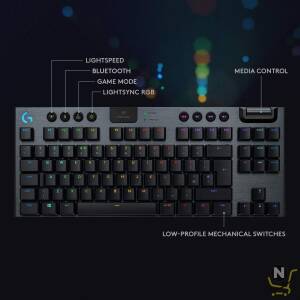 Logitech G915 TKL Tenkeyless Lightspeed Wireless RGB Mechanical Gaming Keyboard,  Low Profile Switch Options,  Lightsync RGB,  Advanced Wireless and Bluetooth Support - Tactile, Black