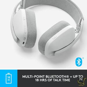 Logitech Zone Vibe 100 Lightweight Wireless Over-Ear Headphones with Noise-Cancelling Microphone,  Advanced Multipoint Bluetooth Headset,  Works with Teams,  Google Meet,  Zoom,  Mac/PC - Off White