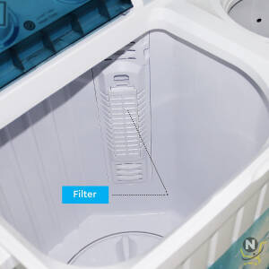 Nobel 6.0KG Wash /4.5KG Spin Capacity Twin Tub Washing Machine, 400W Wash Power, Air Drying, IPX4 Waterproof Grade, Transparent