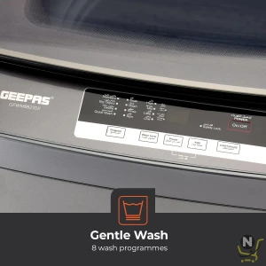 Geepas 8 KG Fully Automatic Washing Machine- GFWM8823SX| Fully Digital Control and Automatic Top Load Washing Machine|8 Wash