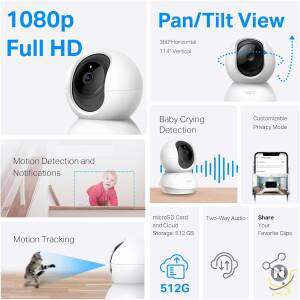 TP-Link Tapo Pan/Tilt Security Camera for Baby Monitor,  Pet Camera w/Motion Detection,  1080P,  2-Way Audio,  Night Vision,  Cloud & SD Card Storage,  Works with Alexa & Google Home (Tapo C200)