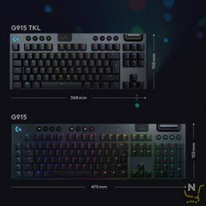 Logitech G915 TKL Tenkeyless Lightspeed Wireless RGB Mechanical Gaming Keyboard,  Low Profile Switch Options,  Lightsync RGB,  Advanced Wireless and Bluetooth Support - Tactile, Black