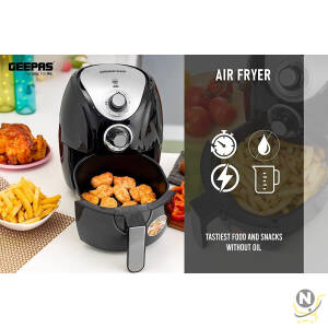 Geepas 2.5L Capacity Air fryer |1300W Air Fryer With Rapid Air Circulation System|Black"Min-1 year manufacturer