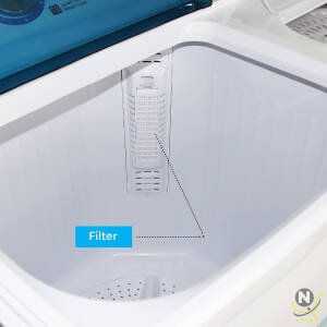 Nobel 6.0KG Wash /4.5KG Spin Capacity Twin Tub Washing Machine, 400W Wash Power, Air Drying, IPX4 Waterproof Grade, Transparent