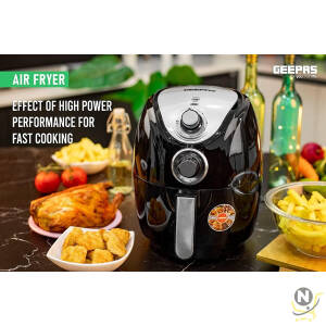 Geepas 2.5L Capacity Air fryer |1300W Air Fryer With Rapid Air Circulation System|Black"Min-1 year manufacturer