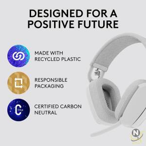 Logitech Zone Vibe 100 Lightweight Wireless Over-Ear Headphones with Noise-Cancelling Microphone,  Advanced Multipoint Bluetooth Headset,  Works with Teams,  Google Meet,  Zoom,  Mac/PC - Off White