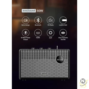 evvoli Portable Wireless Retro Bluetooth Speaker With 50W Heavy Bass Speaker for Home, Outdoor, Office and Party - EVAUD-RB51A,