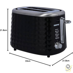 Geepas 850W 2 Slice Bread Toaster AdjUStable 7 Browning Control Pop Up With Removable Crumb Collection Tray, Black, Gbt36536"Min