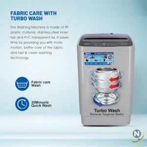 Geepas Fully Automatic Top Loaded Washing Machine 6kg - Auto-Imbalance, Gentle Fabric Care, Turbo Wash, Anti Vibration & Noise,