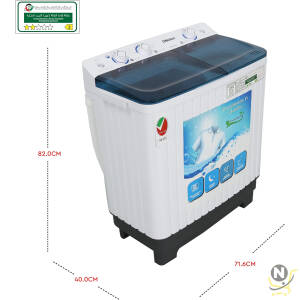 Nobel 6.0KG Wash /4.5KG Spin Capacity Twin Tub Washing Machine, 400W Wash Power, Air Drying, IPX4 Waterproof Grade, Transparent