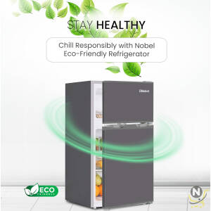 Nobel 120 L Gross / 95 L Net, Double Door Refrigerator, Defrost, R600a Refrigerant, 3 Star Esma, Temperature Control, Inside