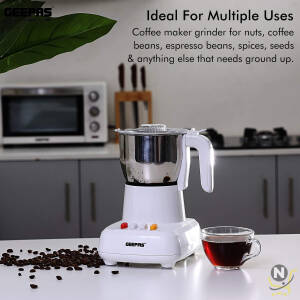 Geepas Coffee Grinder - 600W Electric Stainless Steel Blades for Beans, Spices & Dried Nuts Grinding 300ML Capacity Mill with