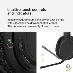 Belkin SoundForm Adapt Wireless Over-Ear Headset,  Headphones for Work,  Play,  Gaming,  & Travel with Built-In Boom Microphone - Compatible with iPhone,  iPad,  Galaxy,  and More - Black