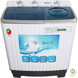 Nobel 6.0KG Wash /4.5KG Spin Capacity Twin Tub Washing Machine, 400W Wash Power, Air Drying, IPX4 Waterproof Grade, Transparent