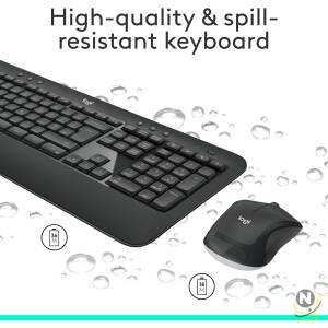 Logitech MK540 Advanced Wireless Keyboard and Mouse Combo for Windows,  2.4 GHz Unifying USB-Receiver,  Multimedia Hotkeys,  3-Year Battery Life,  for PC,  Laptop,  INTL Layout - Black