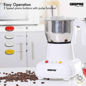 Geepas Coffee Grinder - 600W Electric Stainless Steel Blades for Beans, Spices & Dried Nuts Grinding 300ML Capacity Mill with