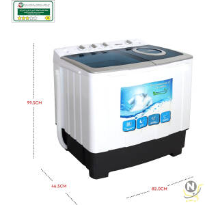 Nobel 6.0KG Wash /4.5KG Spin Capacity Twin Tub Washing Machine, 400W Wash Power, Air Drying, IPX4 Waterproof Grade, Transparent