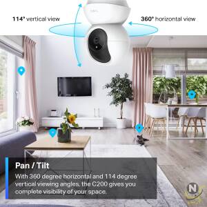 TP-Link Tapo Pan/Tilt Security Camera for Baby Monitor,  Pet Camera w/Motion Detection,  1080P,  2-Way Audio,  Night Vision,  Cloud & SD Card Storage,  Works with Alexa & Google Home (Tapo C200)