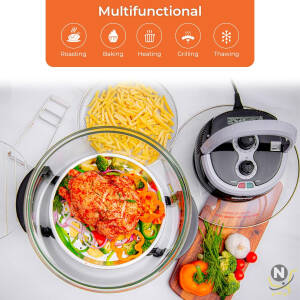 Geepas Turbo Halogen Oven, 17L with Extender Ring, GHO34048UK | Halogen Oven Countertop with 60min Timer | Prepare Quick Healthy