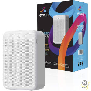 evvoli Smart Air Purifier 5-Layer Filters With True Hepa Control Digital Sensor Night Mode Air Quality Indicator EVAP-43W, White