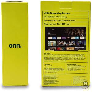 ONN TV Box Streaming Device Android TV Resolution 4K 2160p Ultra HD Voice Remote Control Google Chromecast Integrated TV Stick 8GB High Speed HDMI Cable Included 100026240