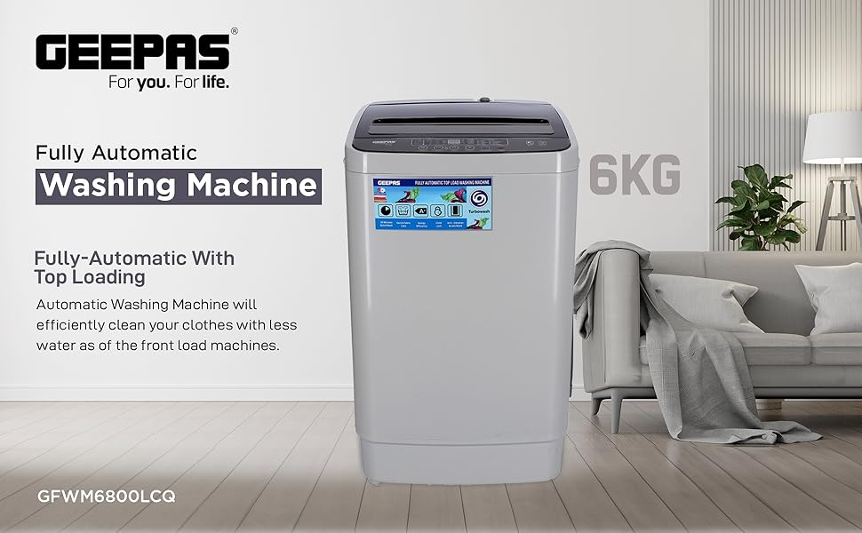 Geepas Fully Automatic Top Loaded Washing Machine 6kg