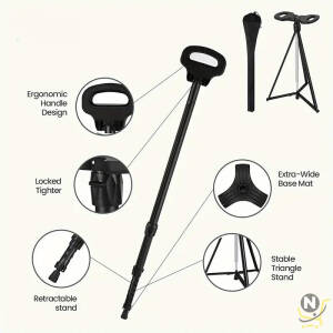 ALBAWADI Portable Folding Walking Stick with Lightweight Chair Seat Trekking Poles For Camping,Hiking