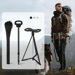 ALBAWADI Portable Folding Walking Stick with Lightweight Chair Seat Trekking Poles For Camping,Hiking