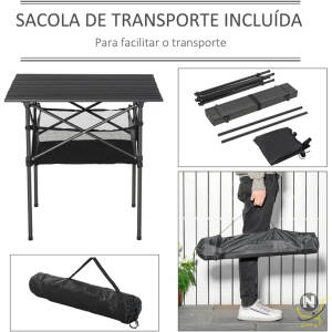 ALBAWADI Portable Folding Camping Table with Mesh Storage Space and Carrying Bag