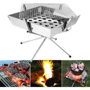 ALBAWADI Portable Camping BBQ Charcoal Grill Stove Folding Fire Grill Stove