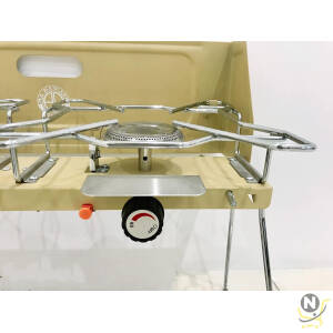 ALBAWADI Outdoor Camping BBQ Gas Stove Double Hole Portable Picnic Stove Kitchen Barbecue