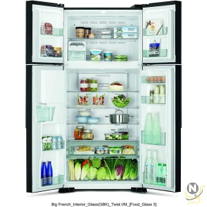 Hitachi 760L Gross Side By Side 4 Doors Premium Refrigerator, RW760PUK7GBK, 10 Year Warranty on Inverter Compressor, French