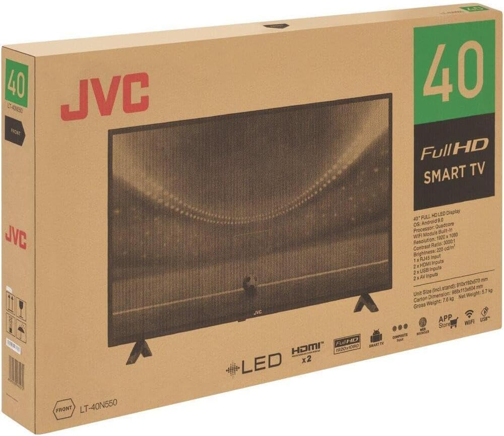 JVC 40 Inch Edgeless Full HD Android Smart TV with Dolby Audio and