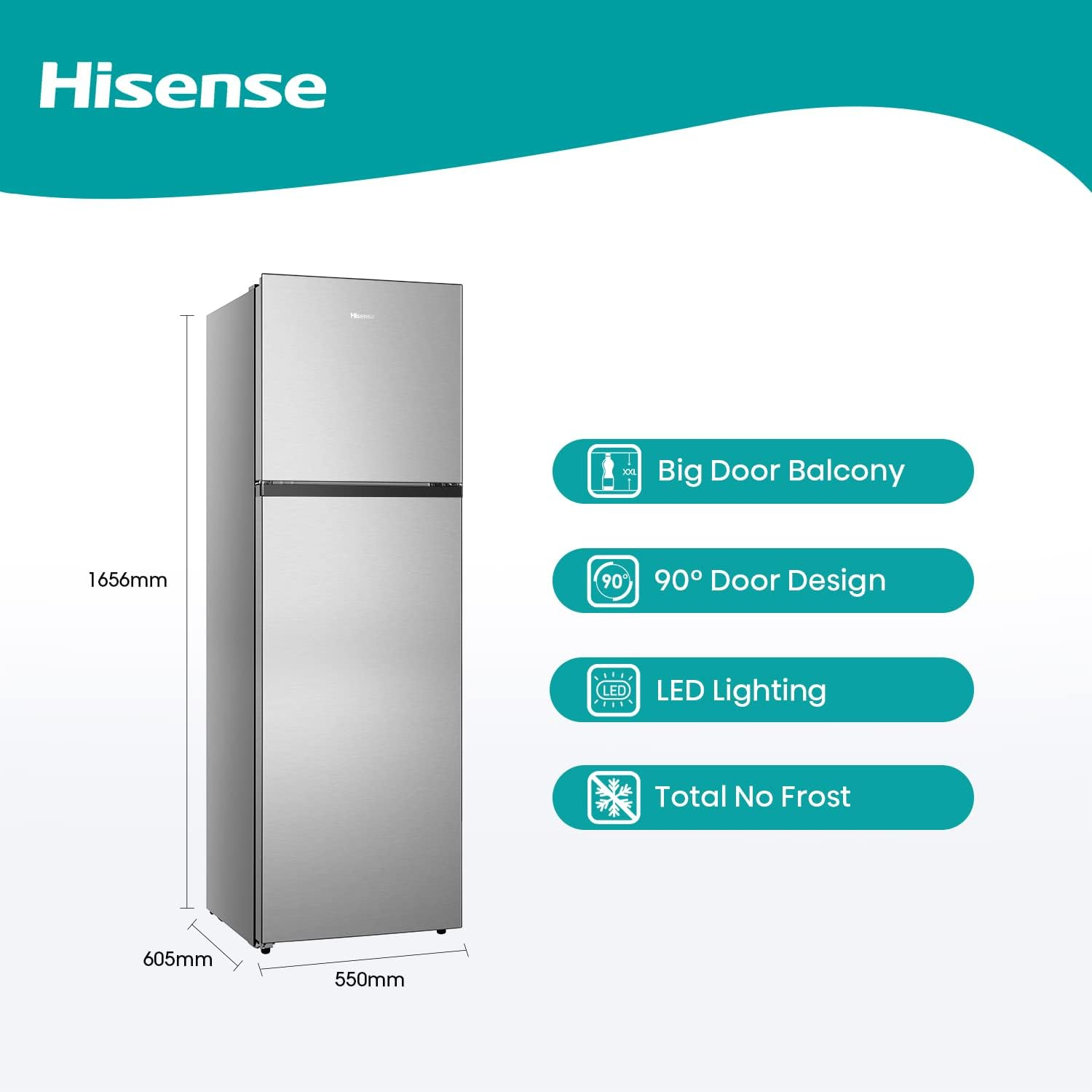 Hisense RT328N4DGNTop Mount Referigerator Top Freezer 250L Net