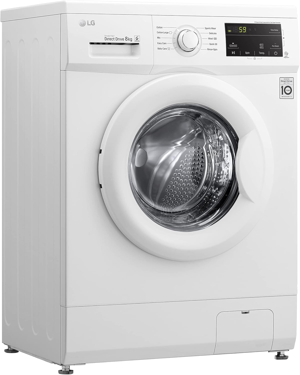 LG 7 Kg Front Load Washing Machine, 6 Motion Direct Drive Motor, White