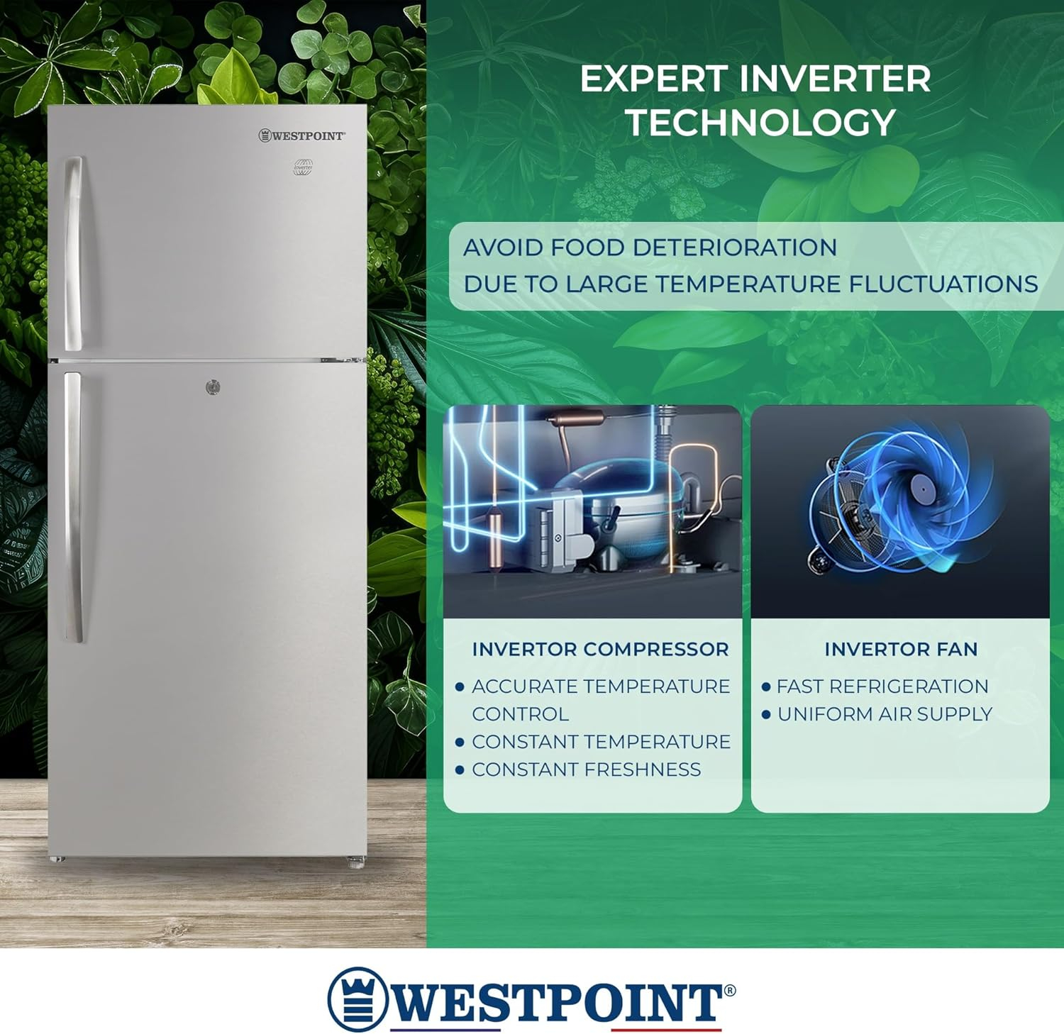 Westpoint 500 Liters Double Door Refrigerator,NoFrost, INVERTER